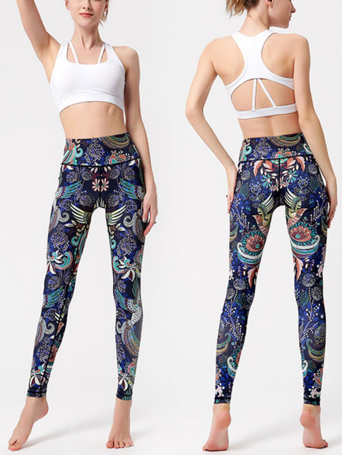 Printed High Waist Active Leggings - Odaingerous
